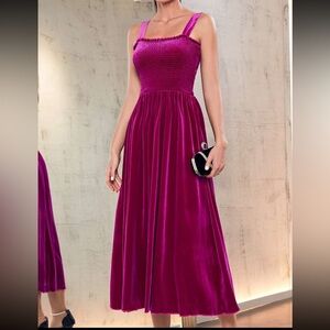 SHEIN Pink Velvet Elastic Dress